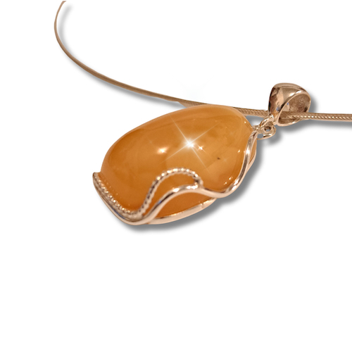 Click to view detail for HW-4023 Pendant, Yellow Oval, Silver Squiggle $80